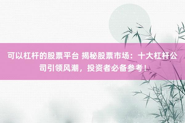 可以杠杆的股票平台 揭秘股票市场：十大杠杆公司引领风潮，投资者必备参考！