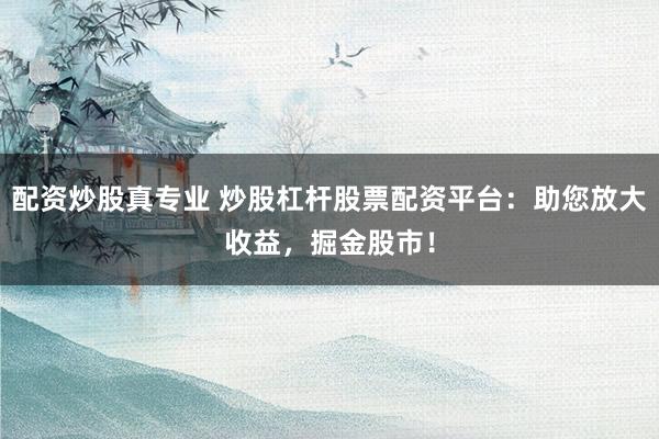 配资炒股真专业 炒股杠杆股票配资平台：助您放大收益，掘金股市！