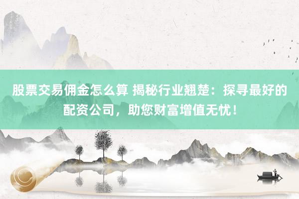 股票交易佣金怎么算 揭秘行业翘楚：探寻最好的配资公司，助您财富增值无忧！