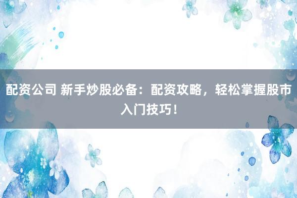 配资公司 新手炒股必备：配资攻略，轻松掌握股市入门技巧！