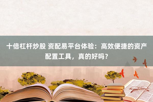 十倍杠杆炒股 资配易平台体验：高效便捷的资产配置工具，真的好吗？