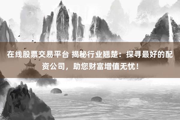 在线股票交易平台 揭秘行业翘楚：探寻最好的配资公司，助您财富增值无忧！