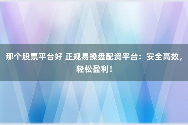 那个股票平台好 正规易操盘配资平台：安全高效，轻松盈利！