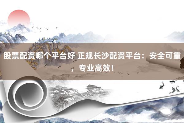 股票配资哪个平台好 正规长沙配资平台：安全可靠，专业高效！