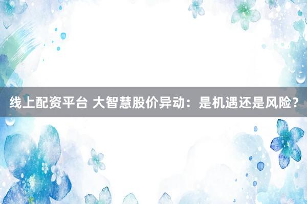 线上配资平台 大智慧股价异动：是机遇还是风险？