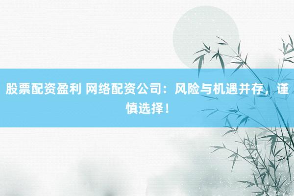 股票配资盈利 网络配资公司:风险与机遇并存,谨慎选择!