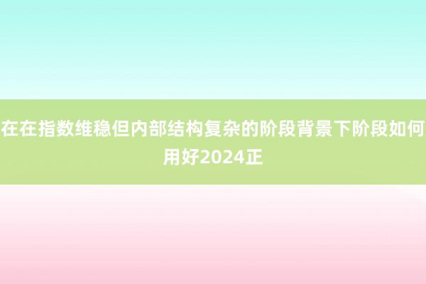 在在指数维稳但内部结构复杂的阶段背景下阶段如何用好2024正